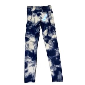 Old Navy Active Leggings Youth Large 10-12 Blue White Powersoft Tie Dye‎ Stretch